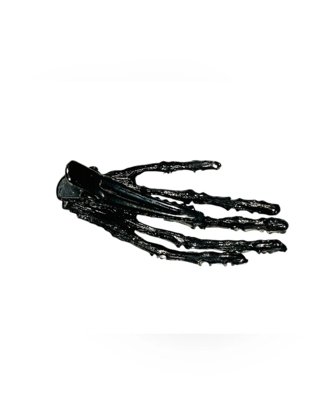 Gothic Skeleton Hand Hair Clip Barrette Antique Silver Pewter Tone Finish
